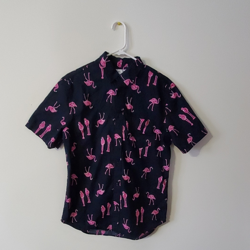 🌺Old Navy Flamingo Short Sleeve Button Down